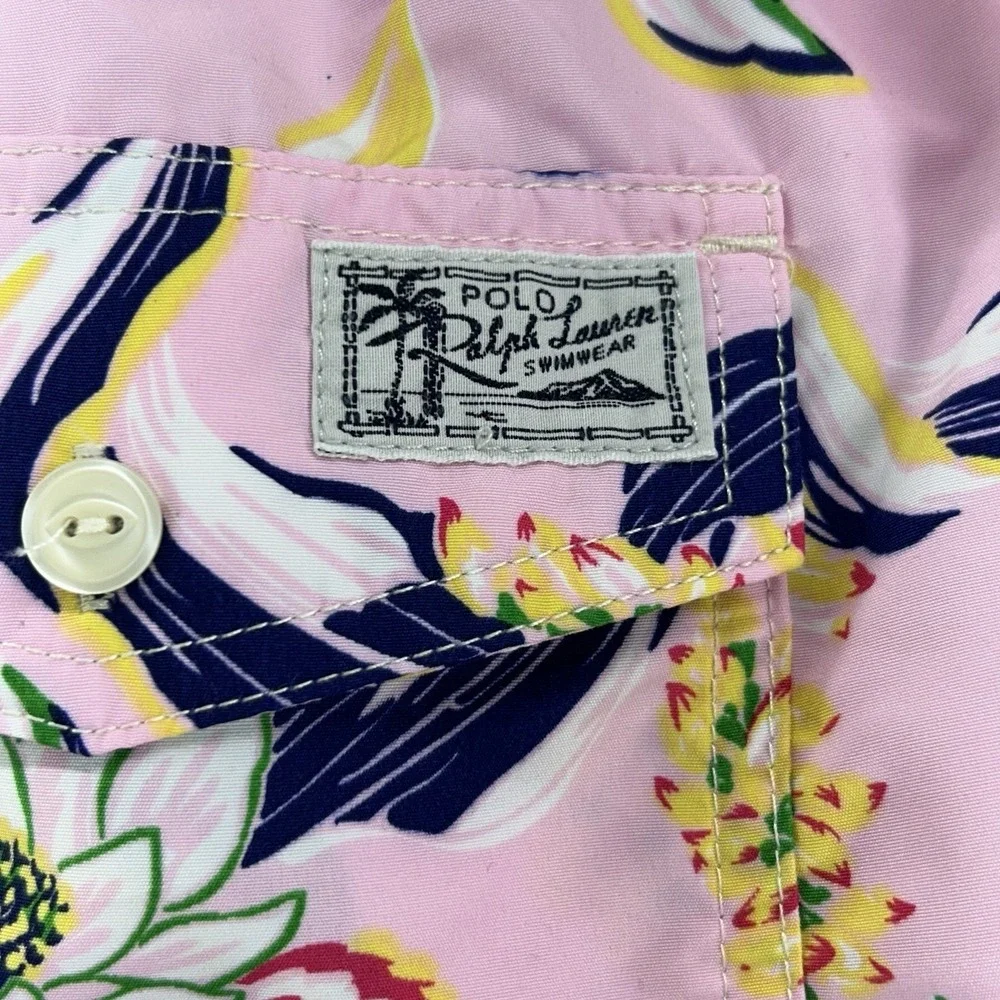 Polo‎ Ralph Lauren Swim Trunks Men Size Large Pink Floral Summer Beach